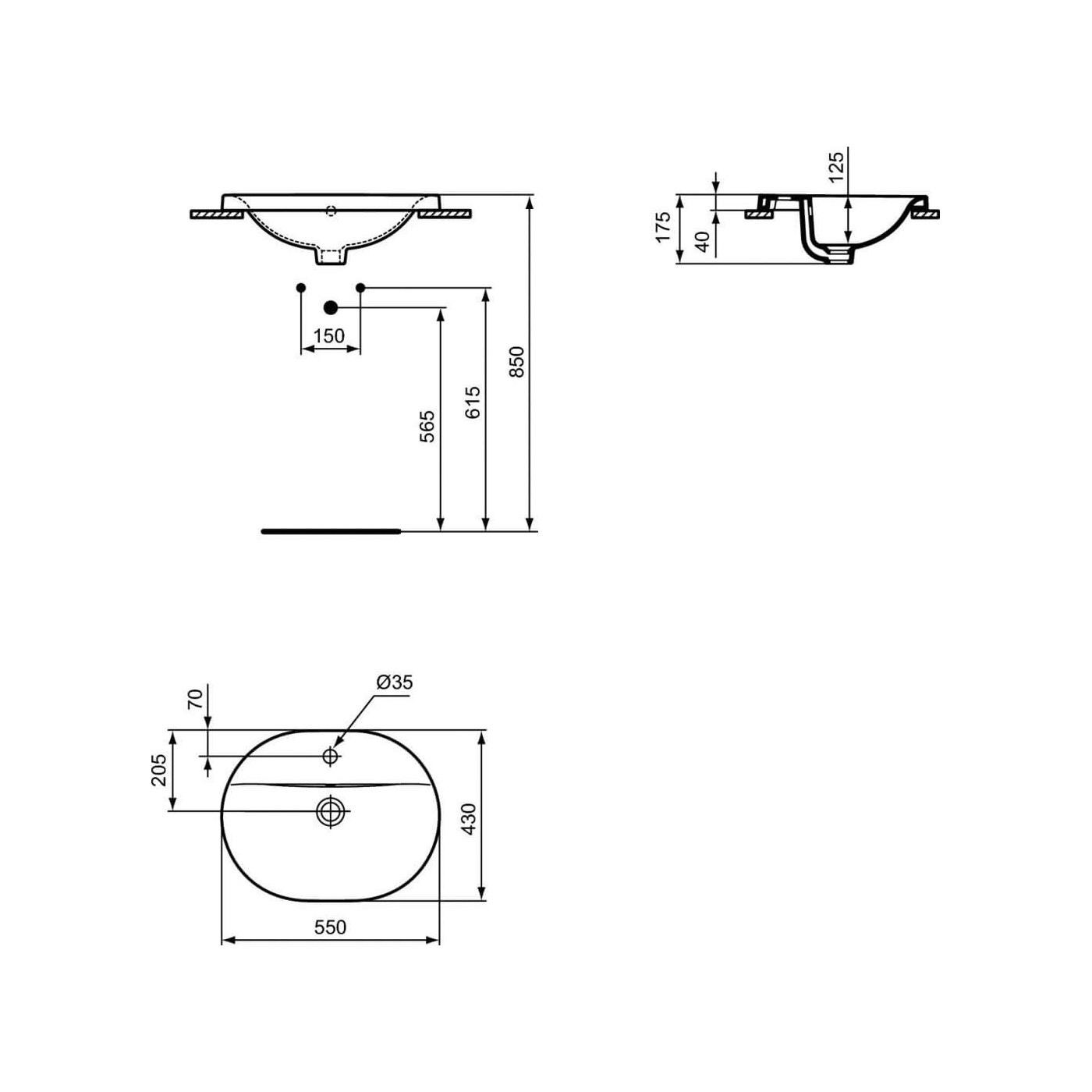 Umywalka Wpuszczana W Blat Connect 55x43 Biały E503901 Ideal Standard Umywalka Wpuszczana W Blat Connect 55x43 Biały E503901 Ideal Standard
