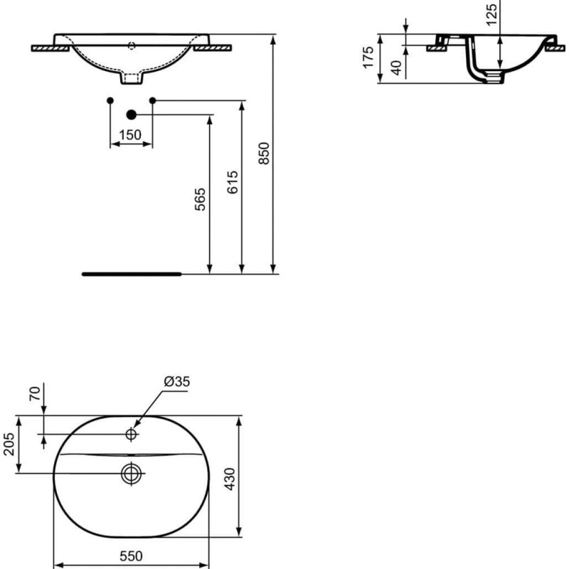 Umywalka Wpuszczana W Blat Connect 55x43 Biały E503901 Ideal Standard Umywalka Wpuszczana W Blat Connect 55x43 Biały E503901 Ideal Standard