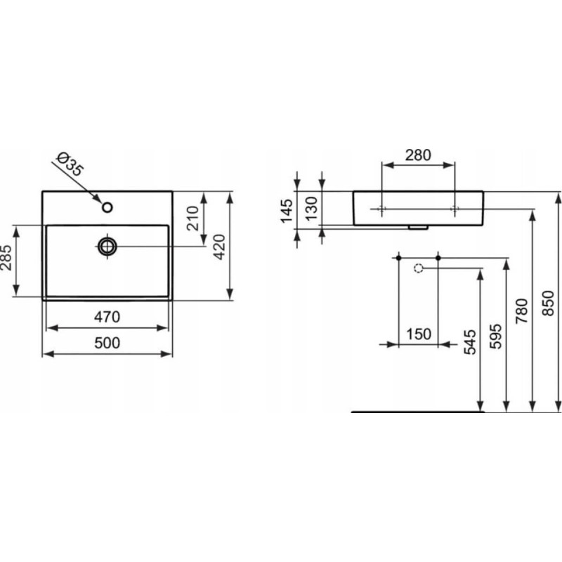 Umywalka Podwieszana Strada 50x42 Biały K077701 Ideal Standard Umywalka Podwieszana Strada 50x42 Biały K077701 Ideal Standard