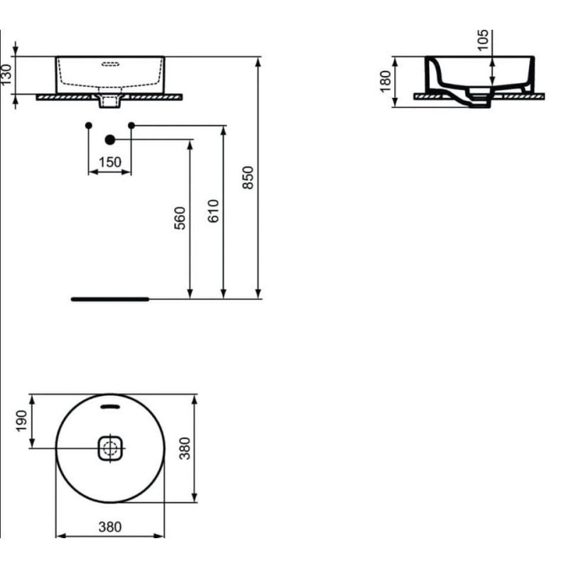 Umywalka Nablatowa Strada II 38x38 Biały T292901 Ideal Standard Umywalka Nablatowa Strada II 38x38 Biały T292901 Ideal Standard