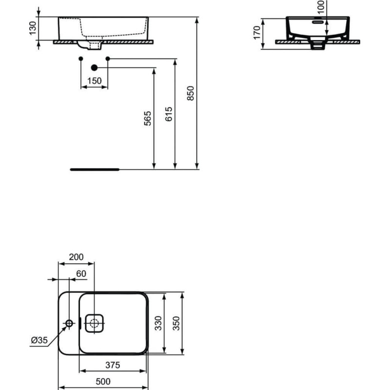Umywalka Nablatowa Strada II 50x35 Biały T296401 Ideal Standard Umywalka Nablatowa Strada II 50x35 Biały T296401 Ideal Standard