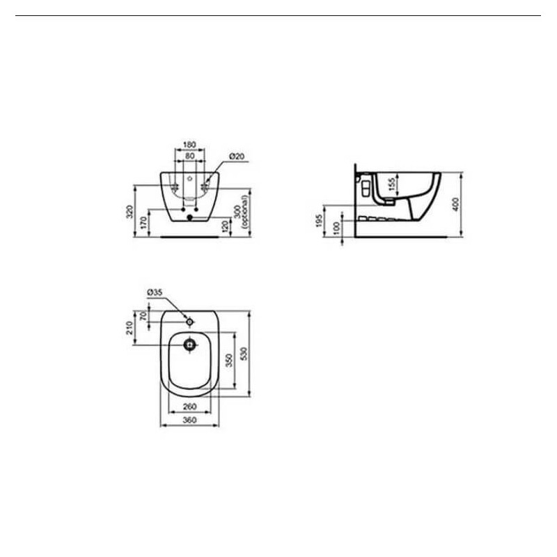 Bidet Wiszący Tesi Biały 53x36 T457001 Ideal Standard Bidet Wiszący Tesi Biały 53x36 T457001 Ideal Standard