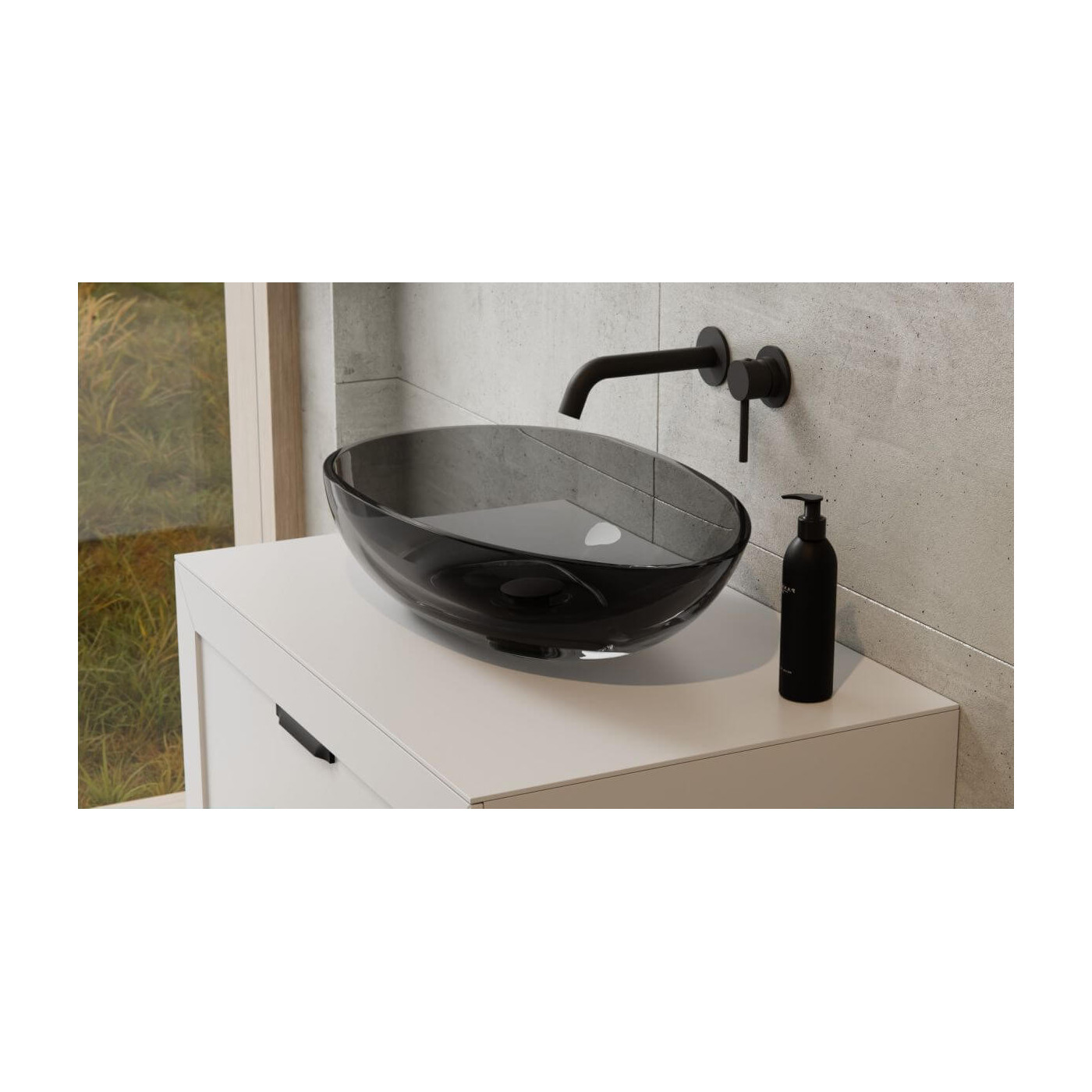Umywalka Nablatowa Neya 60x35x15 Carbon Grey UMN-60-CGW Besco Umywalka Nablatowa Neya 60x35x15 Carbon Grey UMN-60-CGW Besco