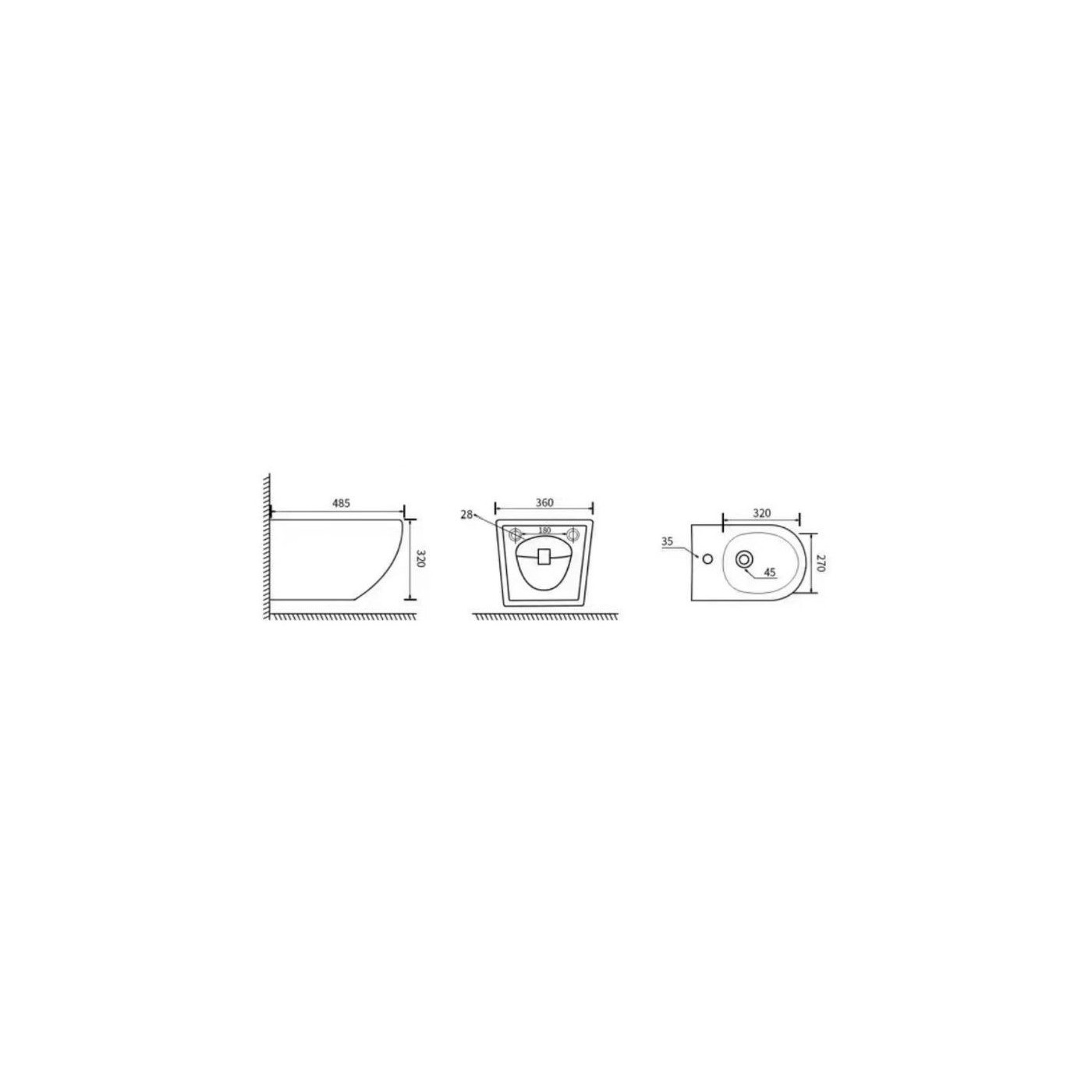 Bidet Wiszący Nox 1.0 48,5x36 Biały B0114 Emporia Bidet Wiszący Nox 1.0 48,5x36 Biały B0114 Emporia