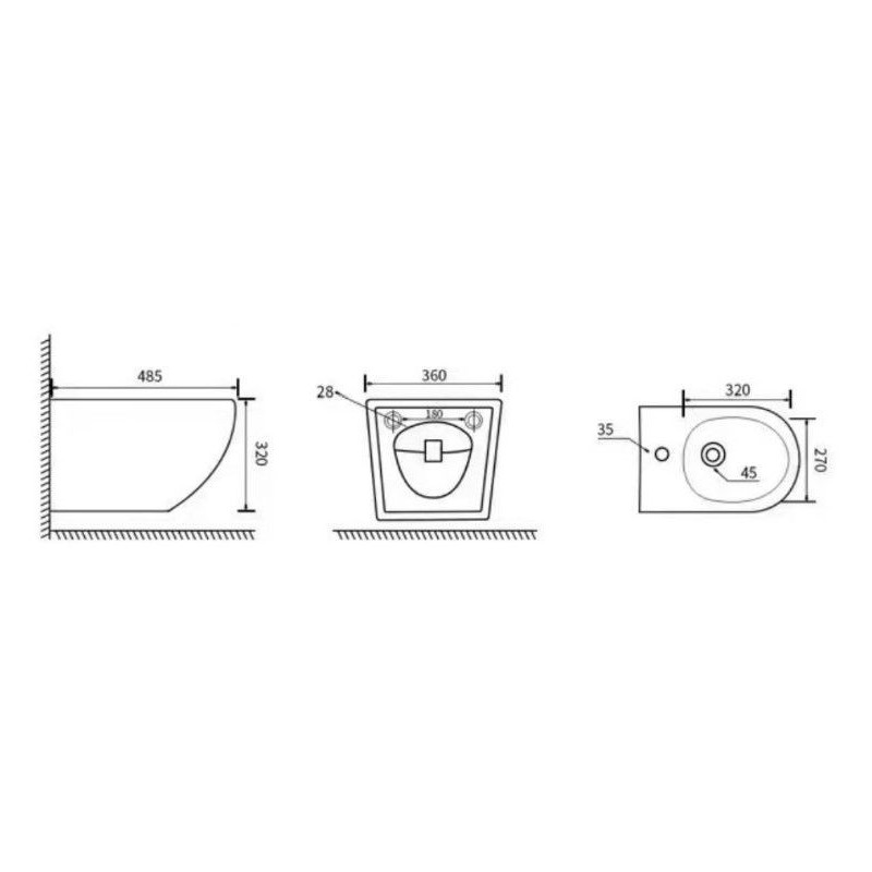 Bidet Wiszący Nox 1.0 48,5x36 Biały B0114 Emporia Bidet Wiszący Nox 1.0 48,5x36 Biały B0114 Emporia