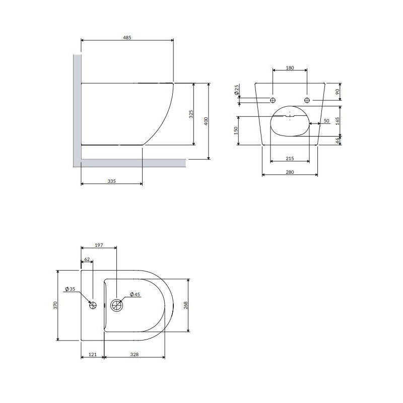 Bidet Wiszący Ottawa 28,5x37 Biały OTTAWABIBP Omnires Bidet Wiszący Ottawa 28,5x37 Biały OTTAWABIBP Omnires