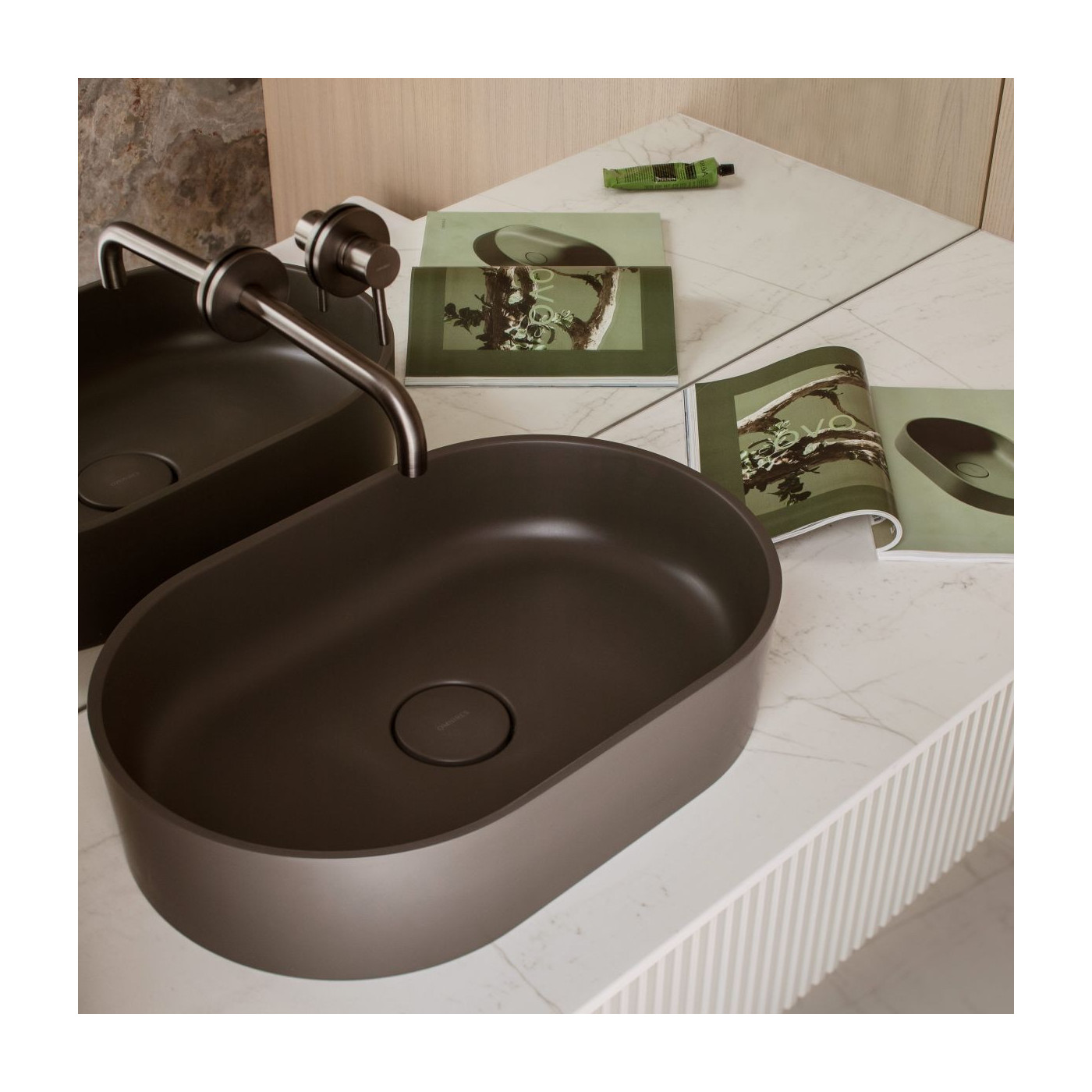 Umywalka Nablatowa Ovo Ash Grey Mat 55x36 OVOUNAG Omnires Umywalka Nablatowa Ovo Ash Grey Mat 55x36 OVOUNAG Omnires