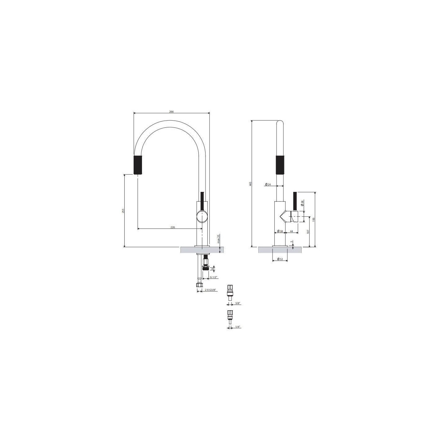 Bateria Kuchenna Do Podłączenia Zestawu Filtrującego Switch Grafit SW9057GR Omnires Bateria Kuchenna Do Podłączenia Zestawu Filtrującego Switch Grafit SW9057GR Omnires