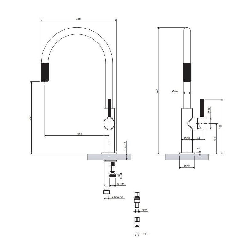 Bateria Kuchenna Do Podłączenia Zestawu Filtrującego Switch Grafit SW9057GR Omnires Bateria Kuchenna Do Podłączenia Zestawu Filtrującego Switch Grafit SW9057GR Omnires
