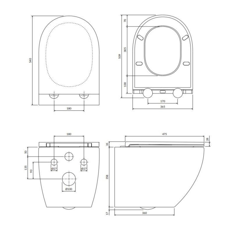 Zestaw WC Ottawa Comfort Biały 54x36,5 OTTAWACMWBP Omnires Zestaw WC Ottawa Comfort Biały 54x36,5 OTTAWACMWBP Omnires