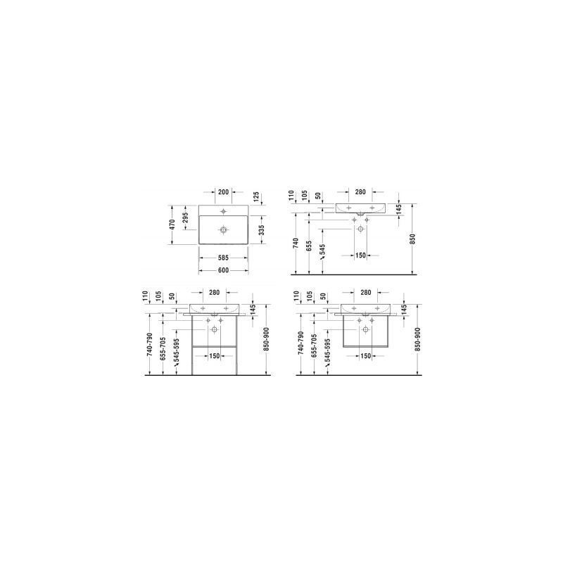 Umywalka DuraSquare 60x47 cm Nablatowa Prostokąt 2353600041 Duravit Umywalka DuraSquare 60x47 cm Nablatowa Prostokąt 2353600041 Duravit