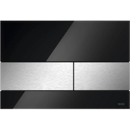 Przycisk Spłukujący Square Anti-Fingerprint Szkło Czarne/Stal Nierdzewna Szczotkowana 9240806 Tece