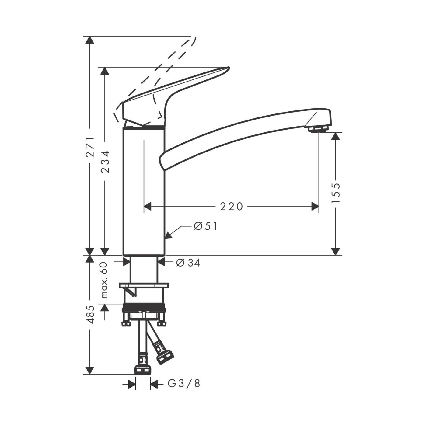 Jednouchwytowa Bateria Kuchenna Logis Chrom 71832000 Hansgrohe Jednouchwytowa Bateria Kuchenna Logis Chrom 71832000 Hansgrohe