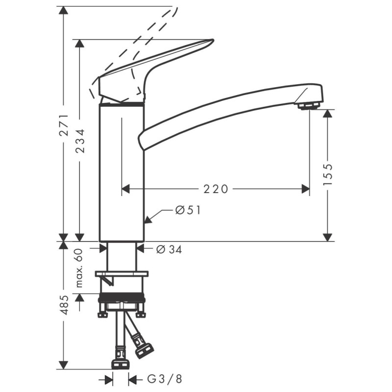 Jednouchwytowa Bateria Kuchenna Logis Chrom 71832000 Hansgrohe Jednouchwytowa Bateria Kuchenna Logis Chrom 71832000 Hansgrohe