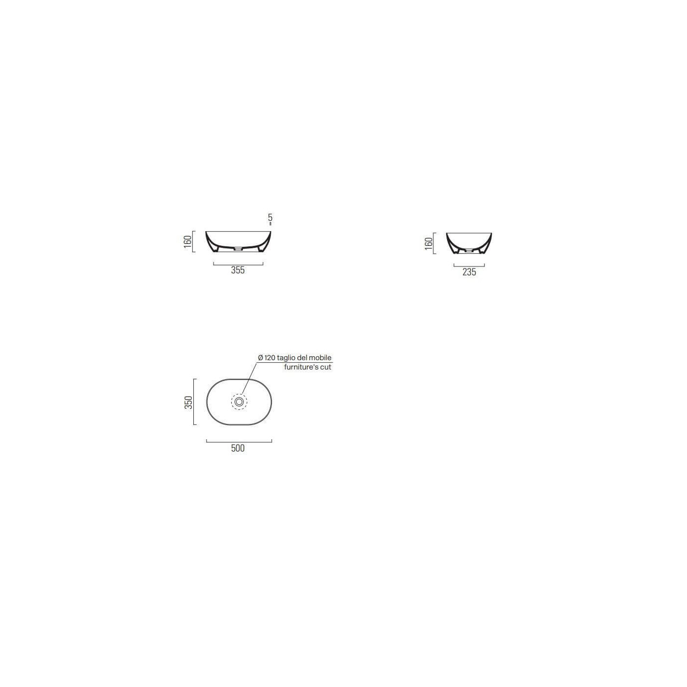 Umywalka Nablatowa Pura 50x35 Bianco Lucido 886011 GSI Umywalka Nablatowa Pura 50x35 Bianco Lucido 886011 GSI