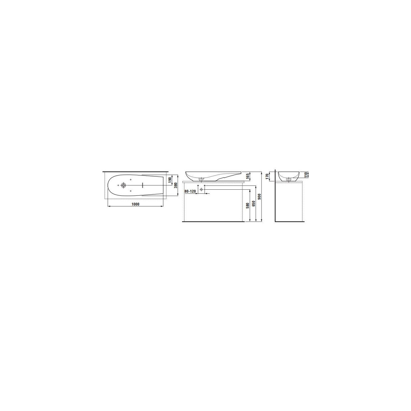 Umywalka Nablatowa Ilbagnoalessi 100x38 cm Czarny Mat H8189747161121 Laufen Umywalka Nablatowa Ilbagnoalessi 100x38 cm Czarny Mat H8189747161121 Laufen