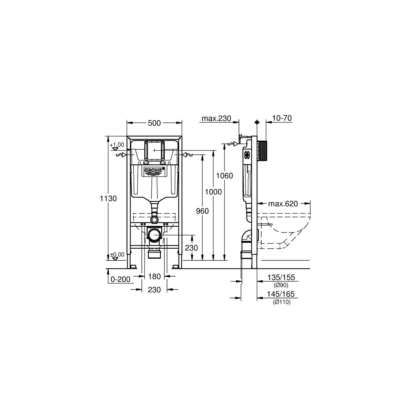 Stelaż WC Rapid SL Podtynkowy 38539001 Grohe Stelaż WC Rapid SL Podtynkowy 38539001 Grohe