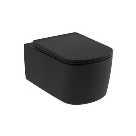 Miska WC Wisząca Bezkołnierzowa Z Deską Resa Czarny Mat 27WCSET39 Kludi