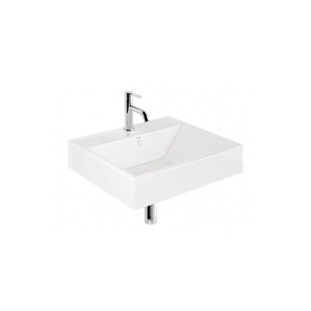 Umywalka Ceramiczna Podwieszana Prostokątna 61X50 Z Otworem Na Baterię Resa Biały 59WW6143 Kludi