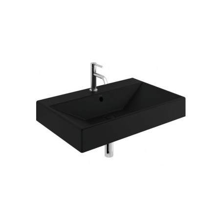 Umywalka Ceramiczna Podwieszana Prostokątna 81X50 Z Otworem Na Baterię Resa Czarny Mat 59WW8139 Kludi