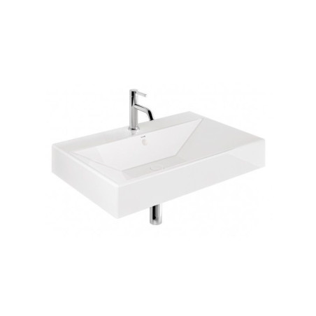 Umywalka Ceramiczna Podwieszana Prostokątna 81X50 Z Otworem Na Baterię Resa Biały 59WW8143 Kludi