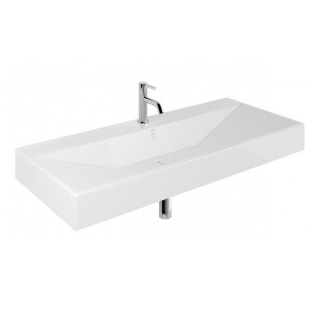 Umywalka Ceramiczna Podwieszana Prostokątna 121X50 Z Otworem Na Baterię Resa Biały 59WW12143 Kludi