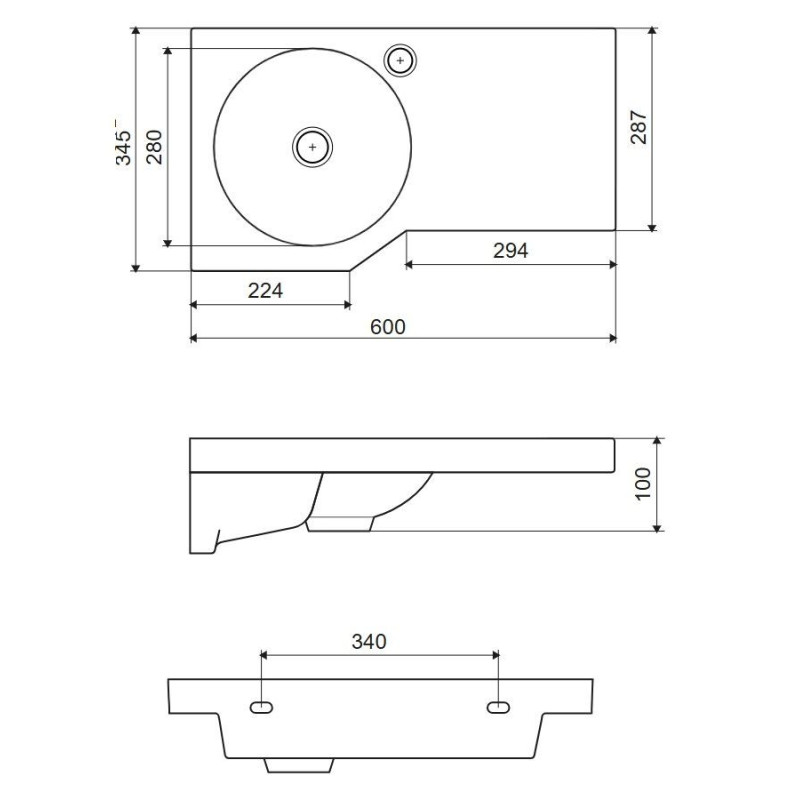 Umywalka Wisząca Solid Surface 60x34 cm Lewa Z Otworem Na Baterię Be Spot Biały Połysk CEEX.2301.600.WH Excellent Umywalka Wisząca Solid Surface 60x34 cm Lewa Z Otworem Na Baterię Be Spot Biały Połysk CEEX.2301.600.WH Excellent