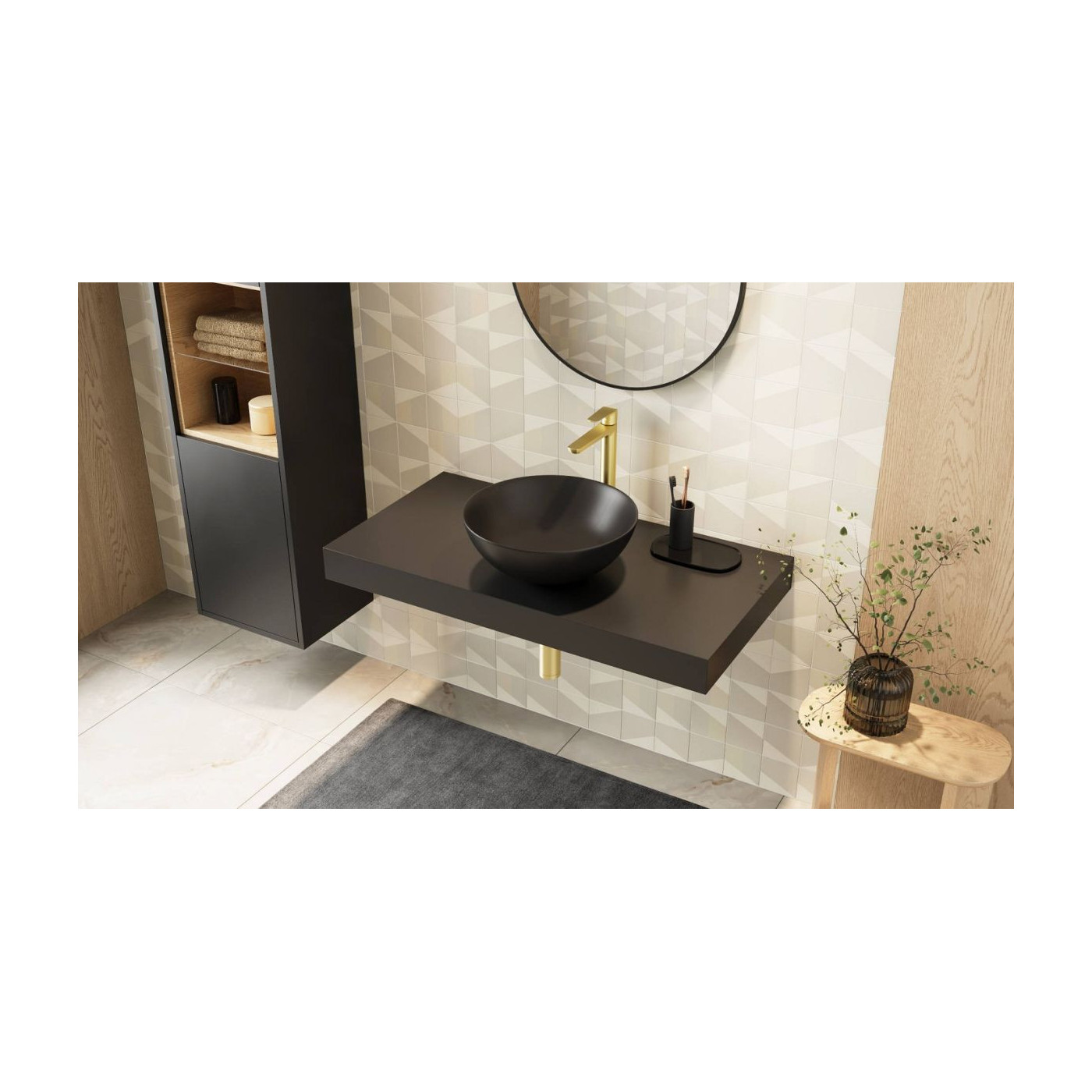 Umywalka Nablatowa 40 cm Okrągła Luqa Czarny Mat CEAC.6401.400.BLM Excellent Umywalka Nablatowa 40 cm Okrągła Luqa Czarny Mat CEAC.6401.400.BLM Excellent