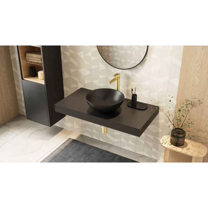 Umywalka Nablatowa 40 cm Okrągła Luqa Czarny Mat CEAC.6401.400.BLM Excellent Umywalka Nablatowa 40 cm Okrągła Luqa Czarny Mat CEAC.6401.400.BLM Excellent