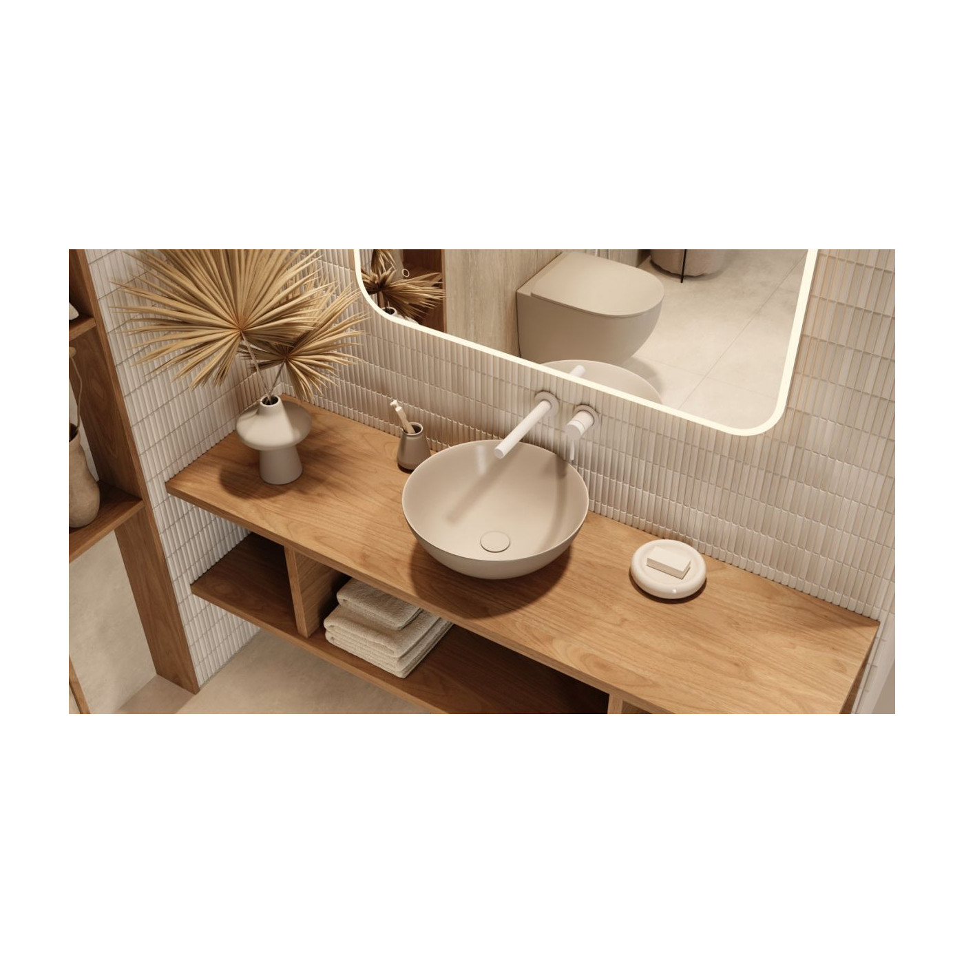 Umywalka Nablatowa 40 cm Okrągła Luqa Cappucino Mat CEAC.6401.400.CAM Excellent Umywalka Nablatowa 40 cm Okrągła Luqa Cappucino Mat CEAC.6401.400.CAM Excellent