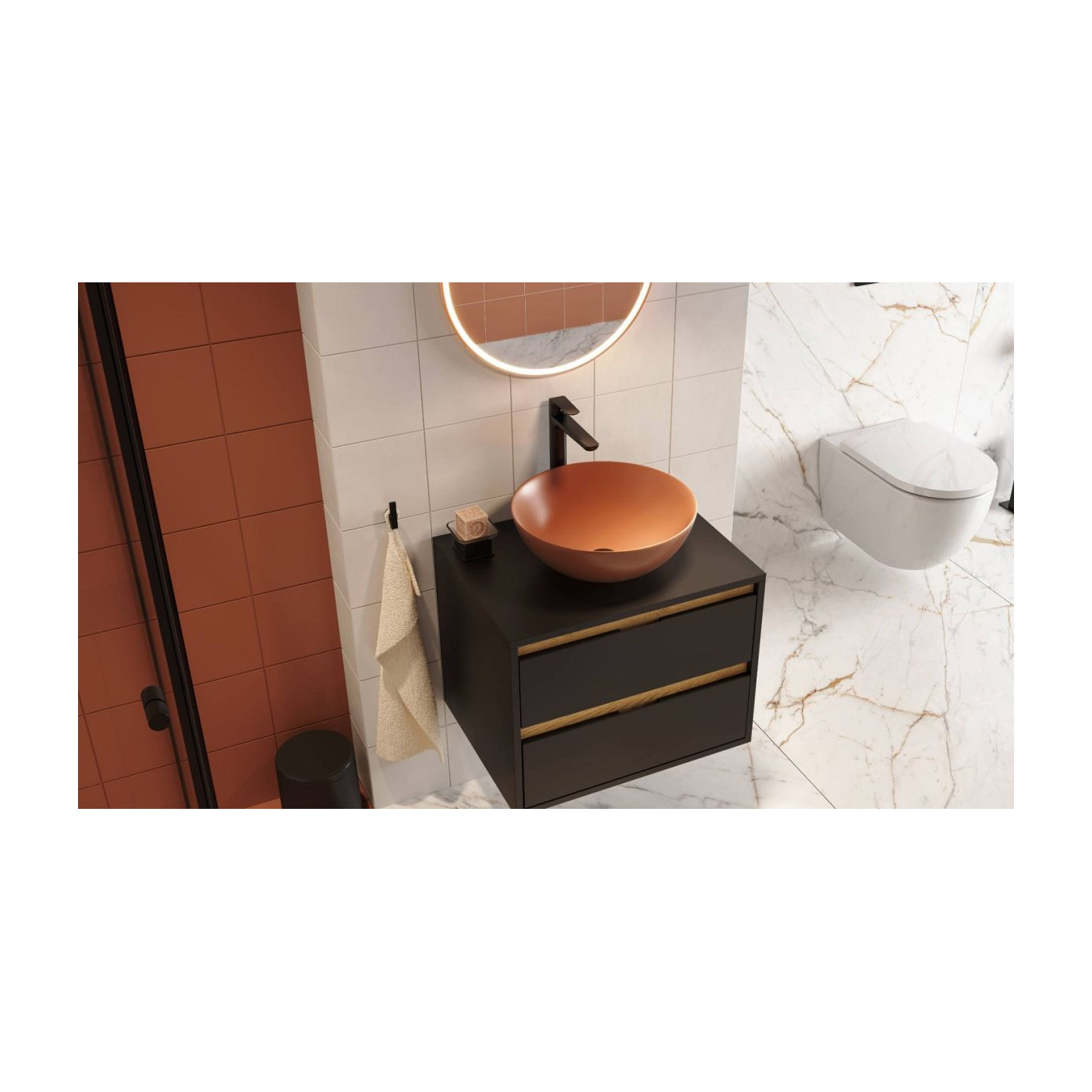 Umywalka Nablatowa 40 cm Okrągła Luqa Terracotta Mat CEAC.6401.400.TEM Excellent Umywalka Nablatowa 40 cm Okrągła Luqa Terracotta Mat CEAC.6401.400.TEM Excellent