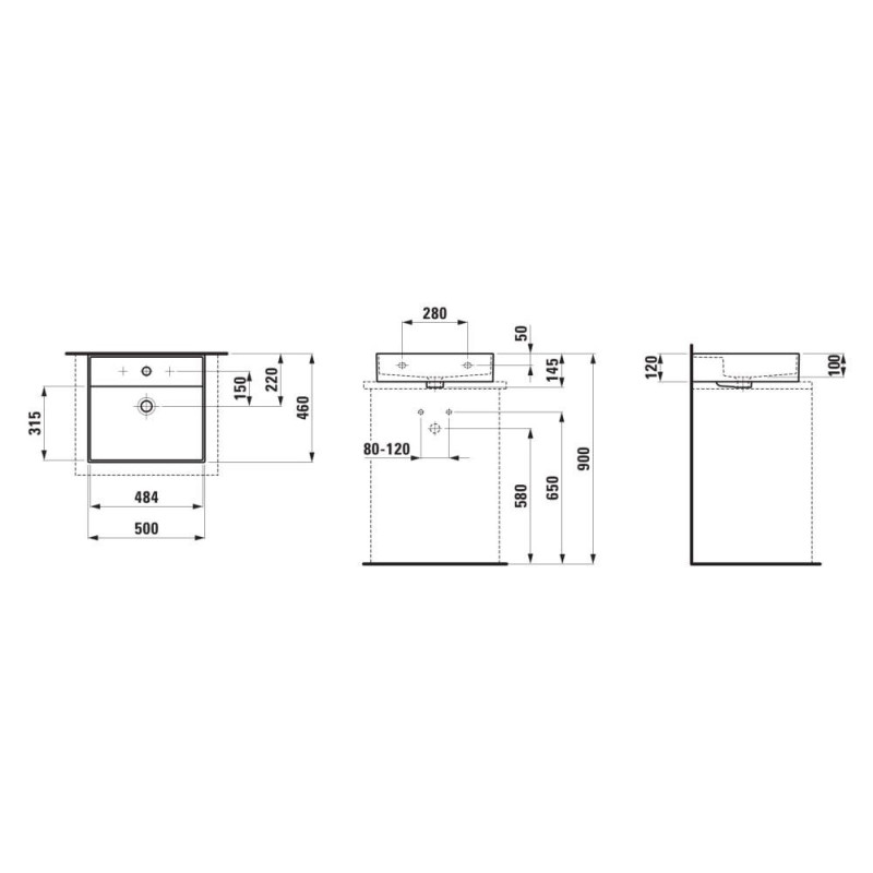 Umywalka Ścienna 500x460 mm Kartell Biały H8163320001041 Laufen Umywalka Ścienna 500x460 mm Kartell Biały H8163320001041 Laufen