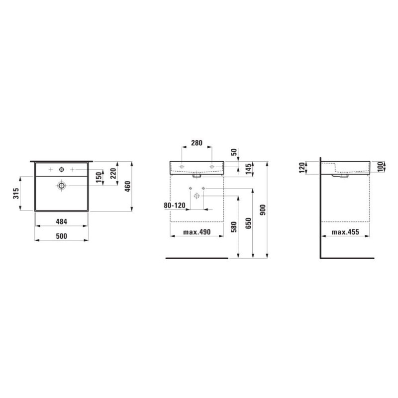 Umywalka Ścienna 500x460 mm Z Powłoką LCC Kartell Biały H8103324001041 Laufen Umywalka Ścienna 500x460 mm Z Powłoką LCC Kartell Biały H8103324001041 Laufen