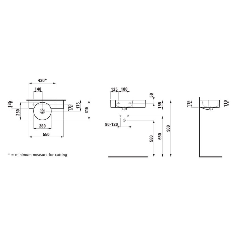 Umywalka Ścienna 550x315 mm Z Otworem Na Baterię Po Lewej Stronie Val Biały H8152830001051 Laufen Umywalka Ścienna 550x315 mm Z Otworem Na Baterię Po Lewej Stronie Val Biały H8152830001051 Laufen