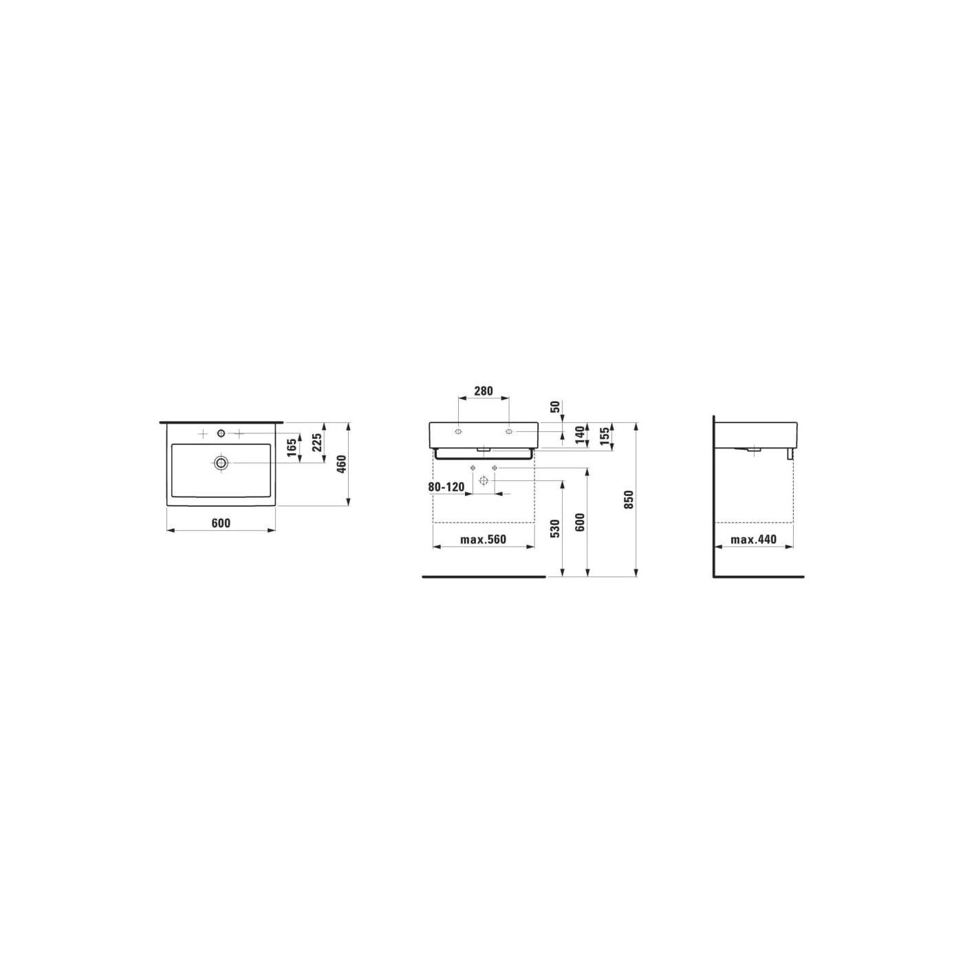 Umywalka Ścienna 600x460 mm Z Otworem Na Baterię Na Środku Living City Biały H8174330001041 Laufen Umywalka Ścienna 600x460 mm Z Otworem Na Baterię Na Środku Living City Biały H8174330001041 Laufen