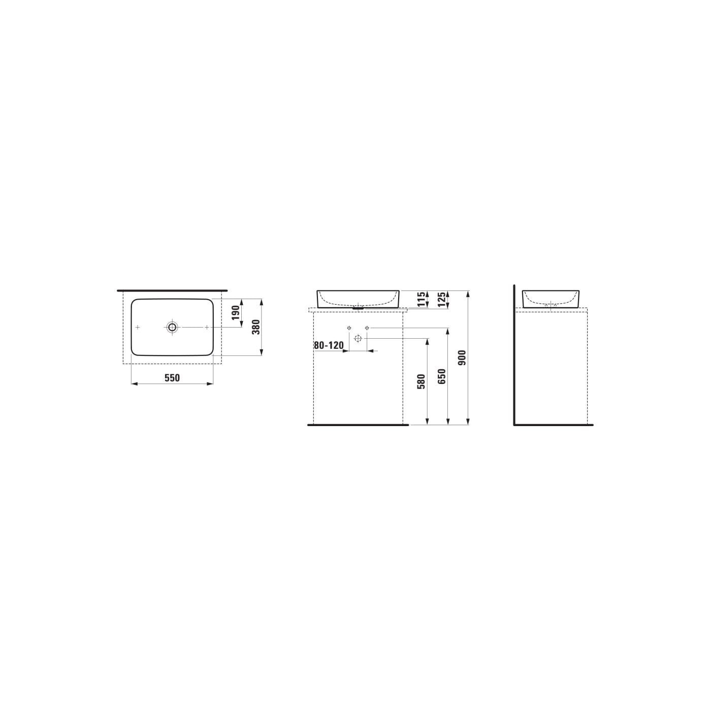 Umywalka Nablatowa 500x380 mm Pro S Biały H8129650001121 Laufen Umywalka Nablatowa 500x380 mm Pro S Biały H8129650001121 Laufen