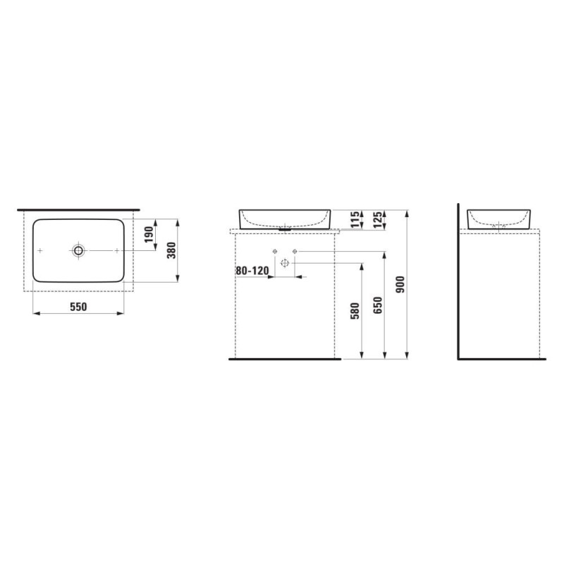 Umywalka Nablatowa 500x380 mm Pro S Biały H8129650001121 Laufen Umywalka Nablatowa 500x380 mm Pro S Biały H8129650001121 Laufen