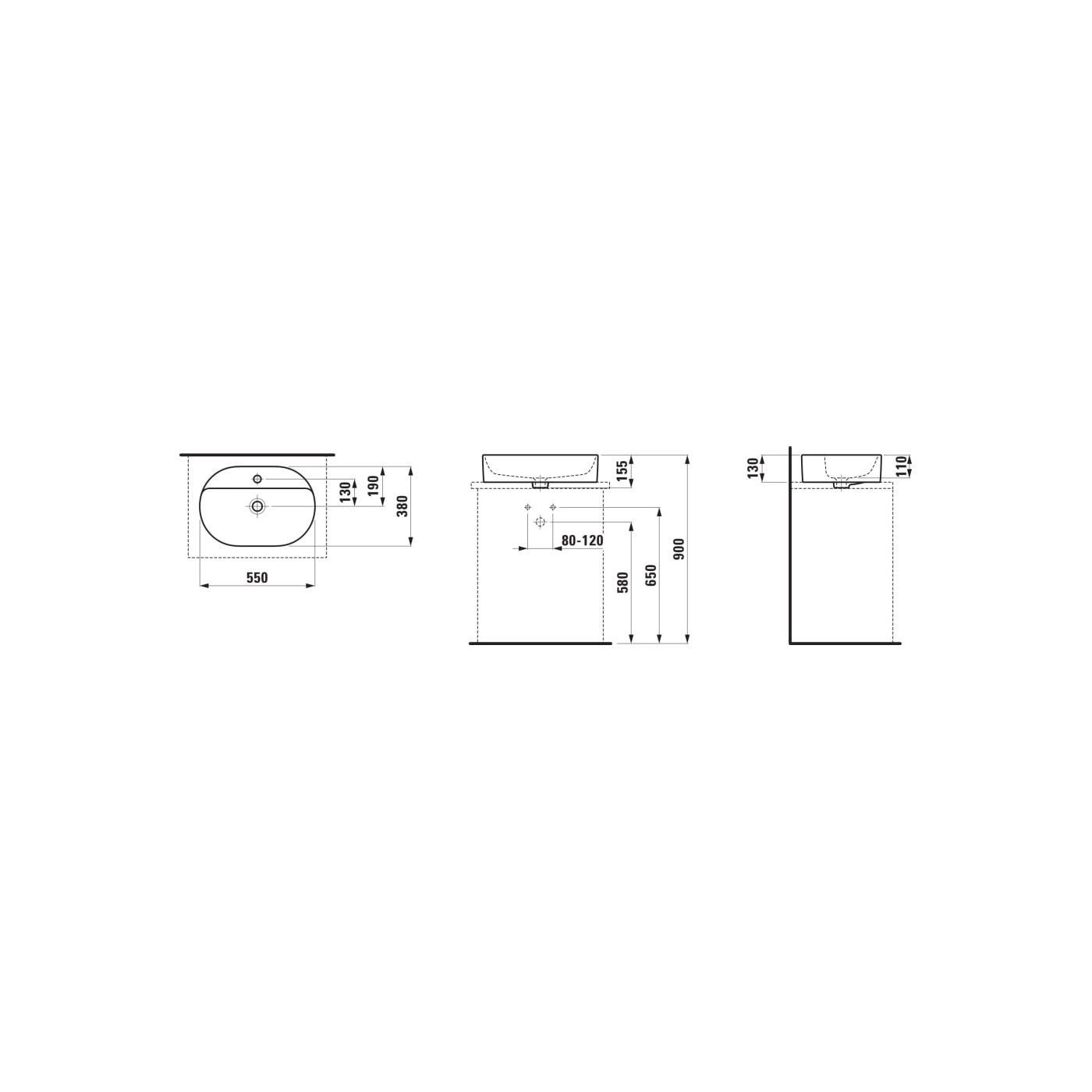 Umywalka Nablatowa Owalna Z Półką Na Baterię 550x380 mm Savoy Biały H8129450001041 Laufen Umywalka Nablatowa Owalna Z Półką Na Baterię 550x380 mm Savoy Biały H8129450001041 Laufen