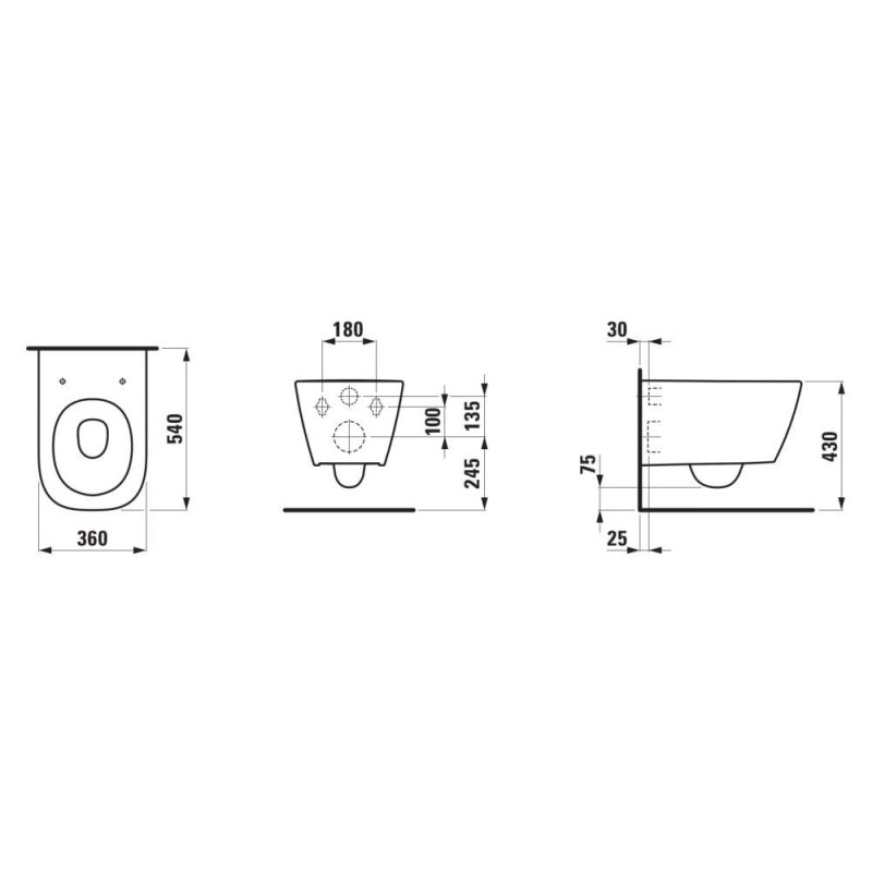 Miska WC Podwieszana Silent Flush 540x360 mm Meda Biały H8201100000001 Laufen Miska WC Podwieszana Silent Flush 540x360 mm Meda Biały H8201100000001 Laufen