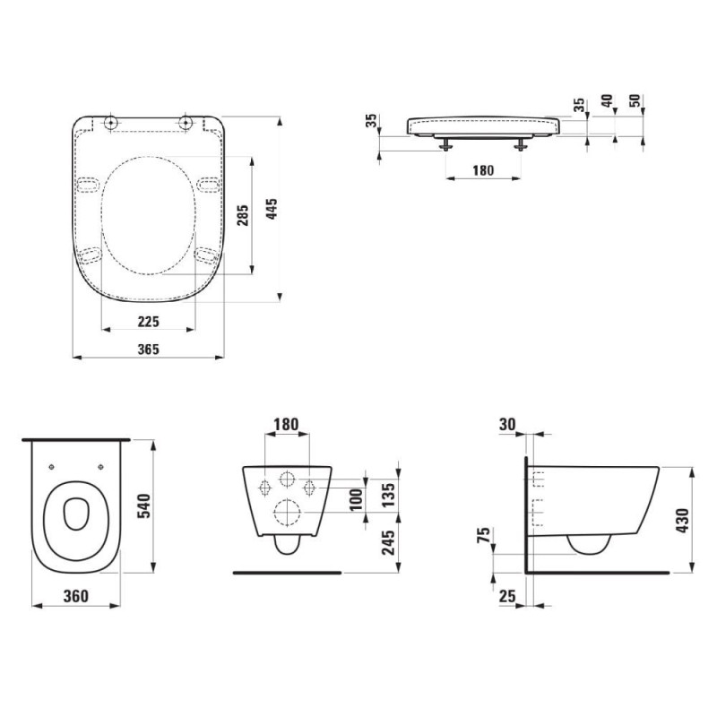 Zestaw 3w1 Miska WC Podwieszana Silent Flush 540x360 mm + Deska WC Wolnoopadająca + Mata Meda Biały H8661100000001 Laufen Zestaw 3w1 Miska WC Podwieszana Silent Flush 540x360 mm + Deska WC Wolnoopadająca + Mata Meda Biały H8661100000001 Laufen