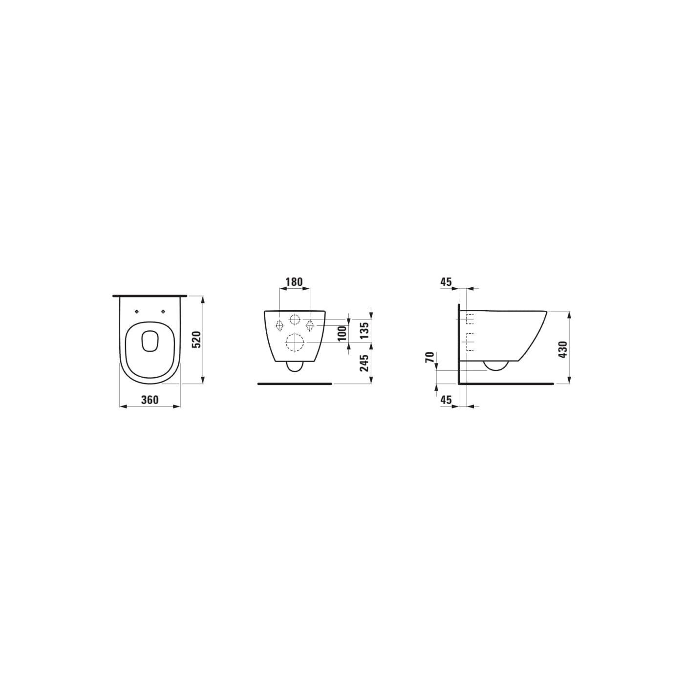 Miska WC Podwieszana Silent Flush 520x360 mm Lua Biały H8210800000001 Laufen Miska WC Podwieszana Silent Flush 520x360 mm Lua Biały H8210800000001 Laufen