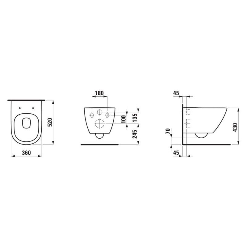 Miska WC Podwieszana Silent Flush 520x360 mm Lua Biały H8210800000001 Laufen Miska WC Podwieszana Silent Flush 520x360 mm Lua Biały H8210800000001 Laufen