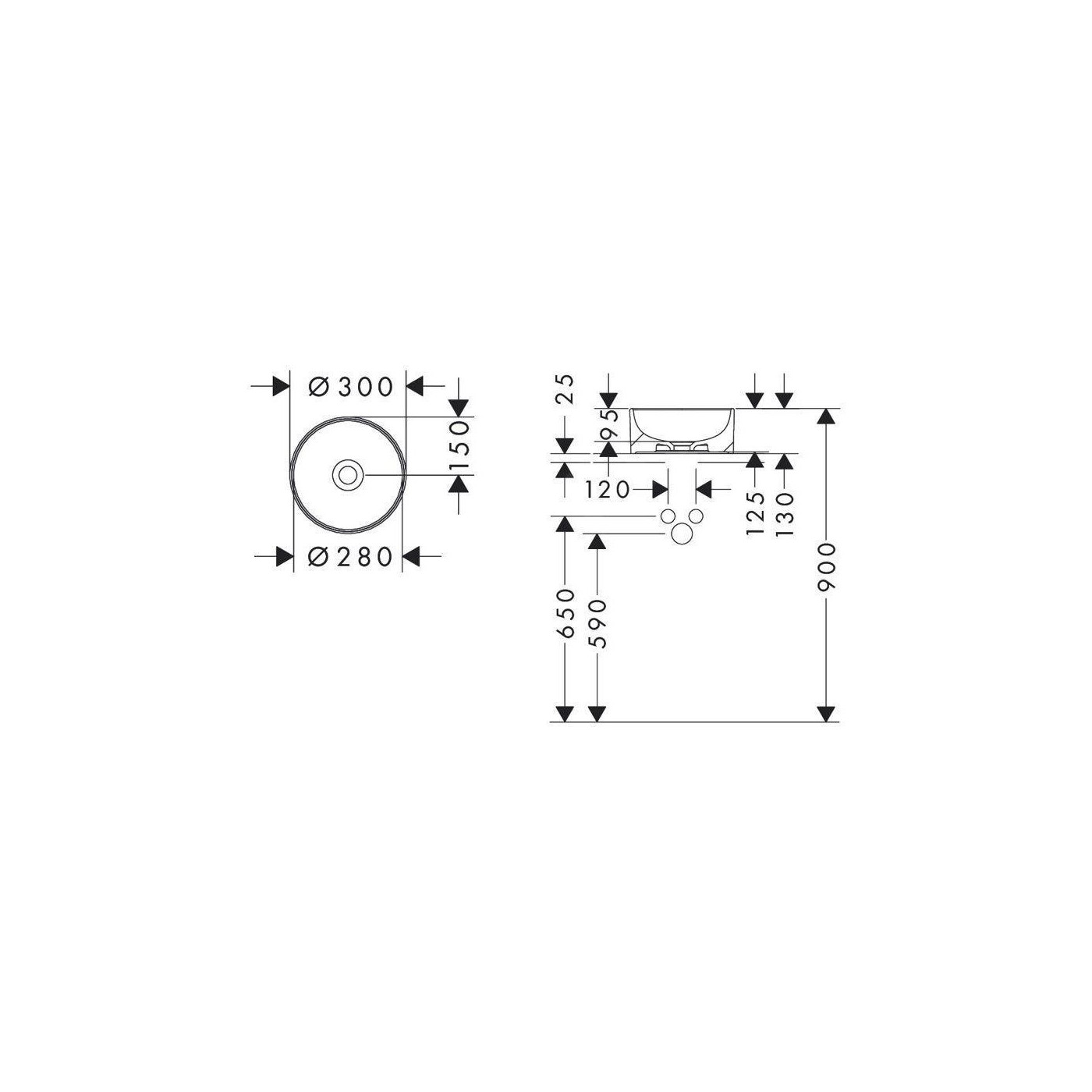 Umywalka Nablatowa 300 mm Bez Otworu Na Baterię Xuniva S 60163450 Hansgrohe Umywalka Nablatowa 300 mm Bez Otworu Na Baterię Xuniva S 60163450 Hansgrohe