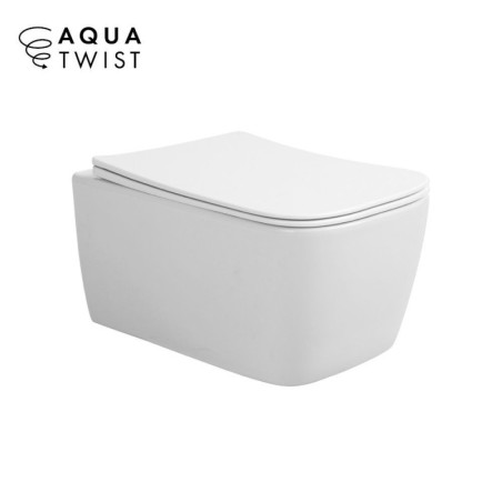 Miska WC LEX 1.0 Podwieszana Bezrantowa Z Systemem Spłukiwania AquaTwist Z Deską Wolnoopadającą 49,5x35 1148-AT Emporia