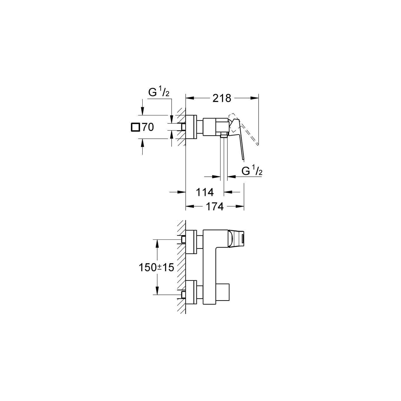 Jednouchwytowa Bateria Prysznicowa Eurocube 23145000 Grohe Jednouchwytowa Bateria Prysznicowa Eurocube 23145000 Grohe