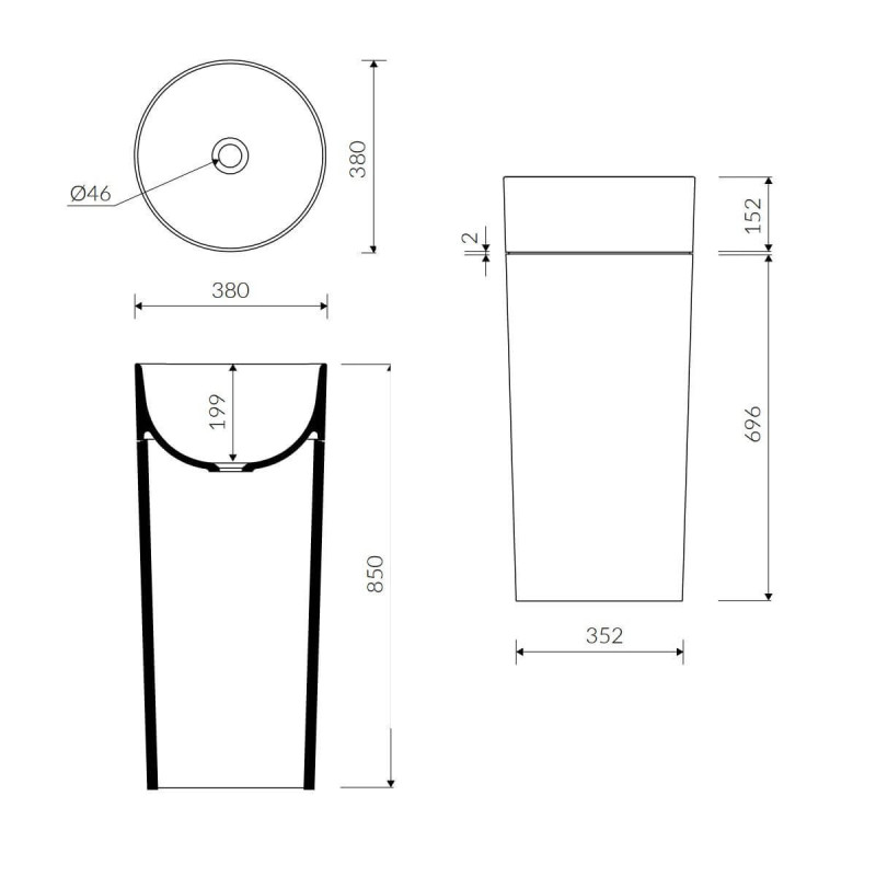 Umywalka Wolnostojąca Z Czarnym Postumentem Duo S 38x38 P_S_536_04_0380 Marmorin Umywalka Wolnostojąca Z Czarnym Postumentem Duo S 38x38 P_S_536_04_0380 Marmorin
