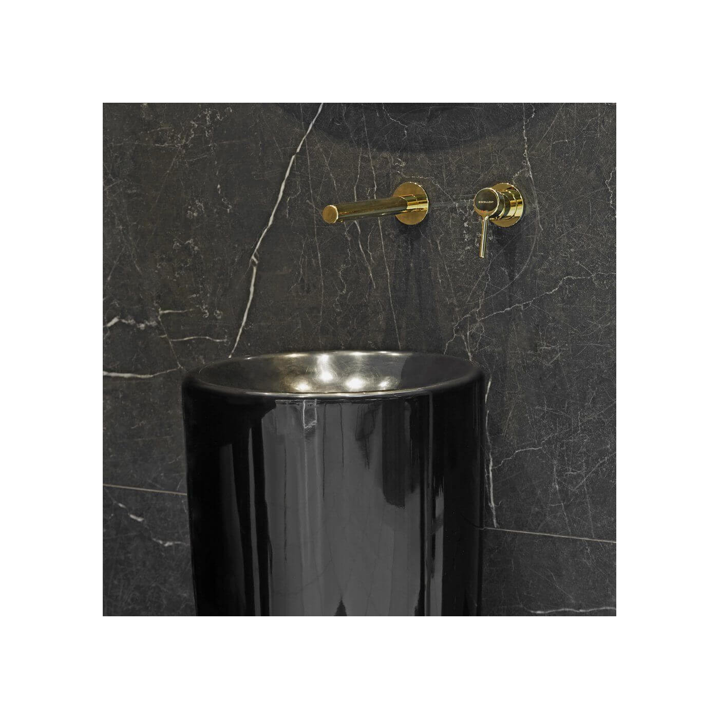 Umywalka Stojąco-Przyścienna Noemi S 40x40x84,5 cm Czarny Połysk P_S_062_01_0400_0000002 Marmorin Umywalka Stojąco-Przyścienna Noemi S 40x40x84,5 cm Czarny Połysk P_S_062_01_0400_0000002 Marmorin