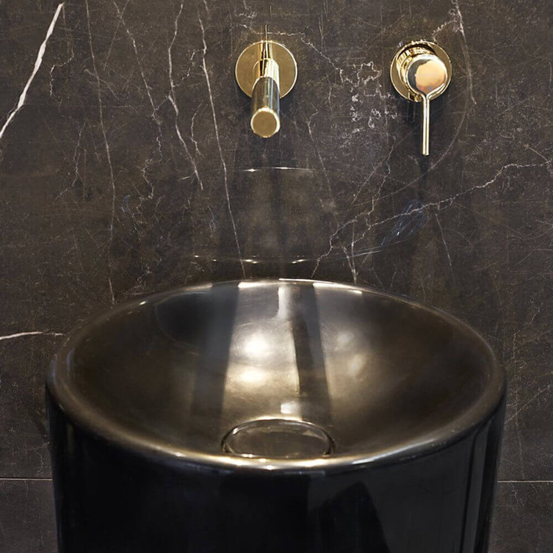 Umywalka Stojąco-Przyścienna Noemi S 40x40x84,5 cm Czarny Połysk P_S_062_01_0400_0000002 Marmorin Umywalka Stojąco-Przyścienna Noemi S 40x40x84,5 cm Czarny Połysk P_S_062_01_0400_0000002 Marmorin