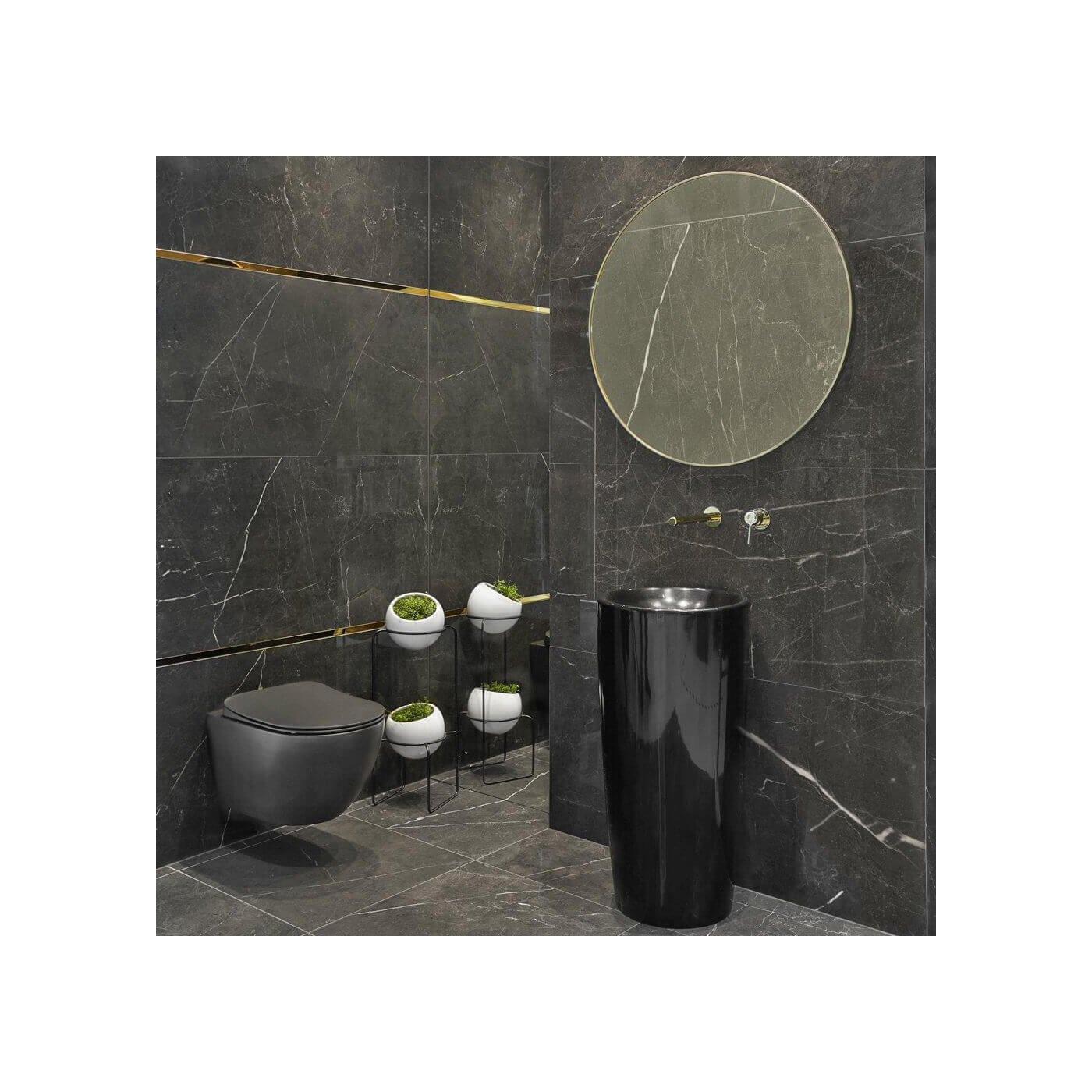 Umywalka Stojąco-Przyścienna Noemi S 40x40x84,5 cm Czarny Połysk P_S_062_01_0400_0000002 Marmorin Umywalka Stojąco-Przyścienna Noemi S 40x40x84,5 cm Czarny Połysk P_S_062_01_0400_0000002 Marmorin