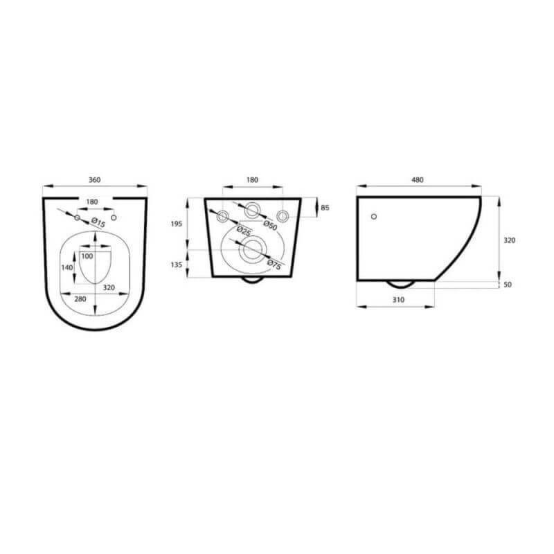 Miska WC Podwieszana Bezkołnierzowa Decos Mini Z Deską Wolnoopadającą Slim 36x32x48 cm MSM0003SLIM Massi Miska WC Podwieszana Bezkołnierzowa Decos Mini Z Deską Wolnoopadającą Slim 36x32x48 cm MSM0003SLIM Massi